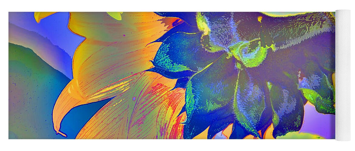 Sunflower Yoga Mat featuring the digital art Sunflower explosion by Elaine Berger