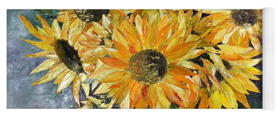 Sunflower Yoga Mat featuring the painting Sunflowers by Amalia Suruceanu