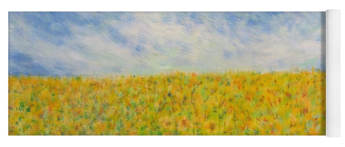 Impressionism Yoga Mat featuring the painting Sunflowers Field in Texas by Glenda Crigger