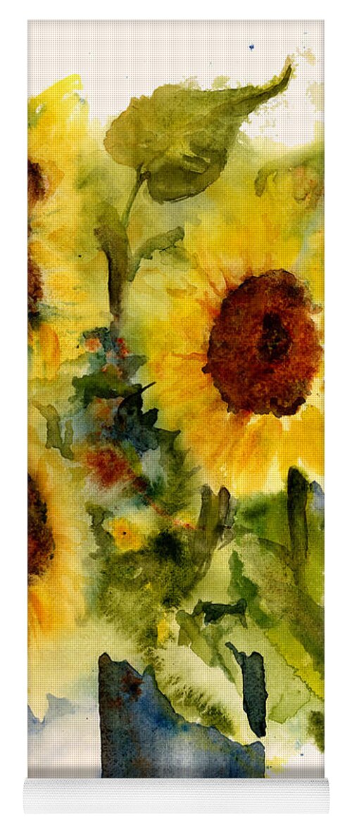 Sunflowers In A Vase Yoga Mat featuring the painting Autumn's Sunshine by Maria Hunt