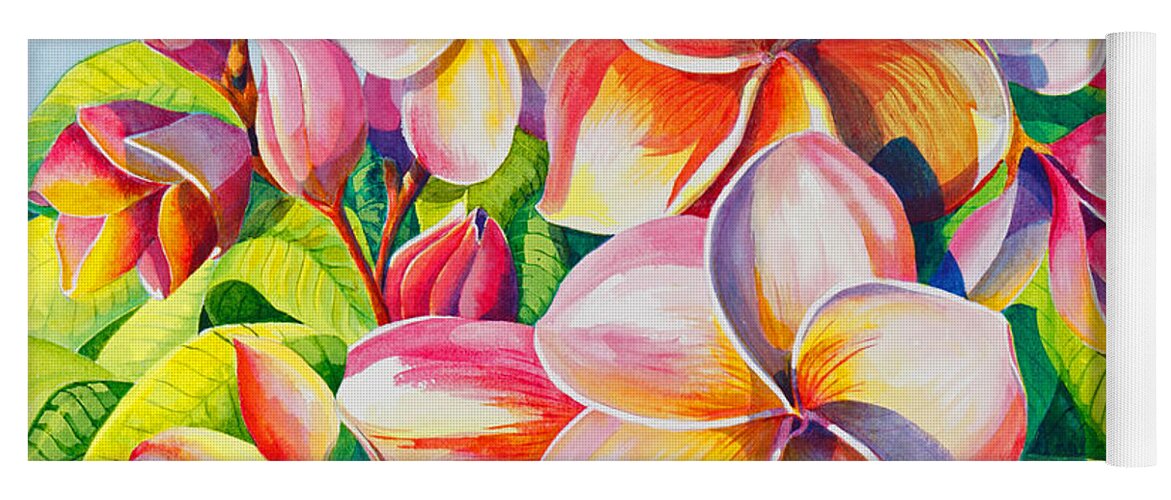 Flowers Yoga Mat featuring the painting Sunlit Plumeria by Janis Grau
