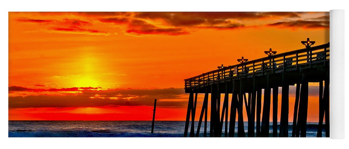Banks Yoga Mat featuring the photograph Sunrise by the Pier by Nick Zelinsky Jr