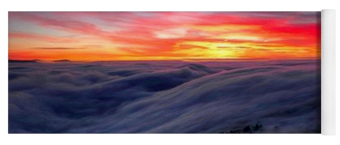 Sunrise From Mountaintop Yoga Mat featuring the painting Sunrise from Mountaintop by Troy Caperton