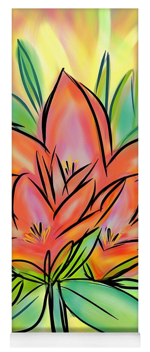 Lily Yoga Mat featuring the digital art Sunrise Lily by Christine Fournier