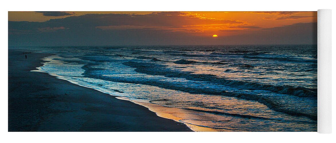 Palm Yoga Mat featuring the digital art Sunrise on the Lonely Beach by Michael Thomas