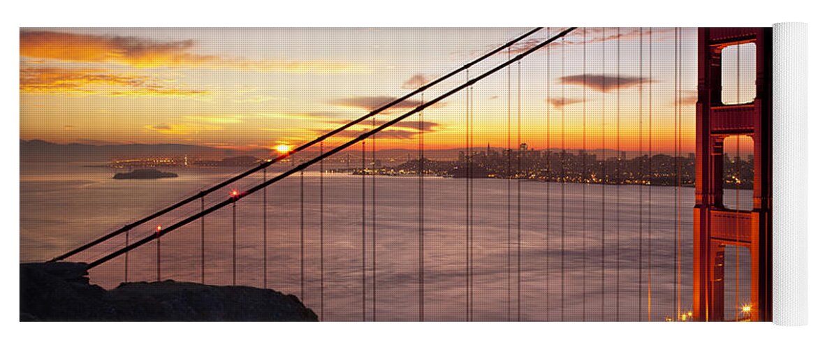 Sunrise Yoga Mat featuring the photograph Sunrise over the Golden Gate Bridge by Brian Jannsen