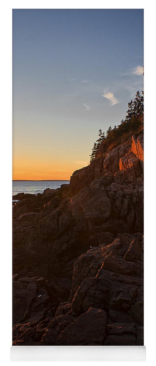 Bass Head Lighthouse Yoga Mat featuring the photograph Sunset at Bass Head  by Priscilla Burgers