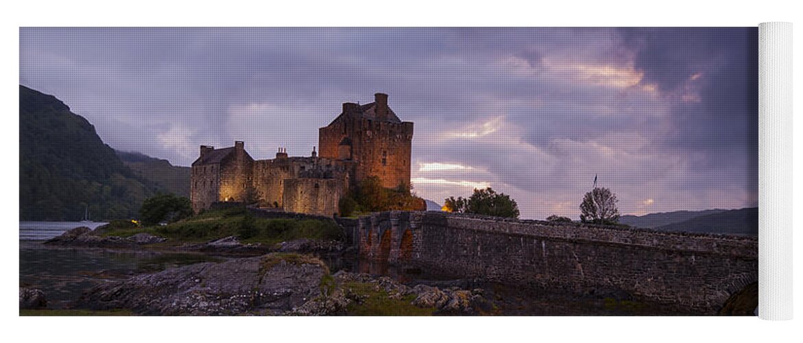 Castle Yoga Mat featuring the photograph Sunset at Eilean Donan Castle by David Lichtneker