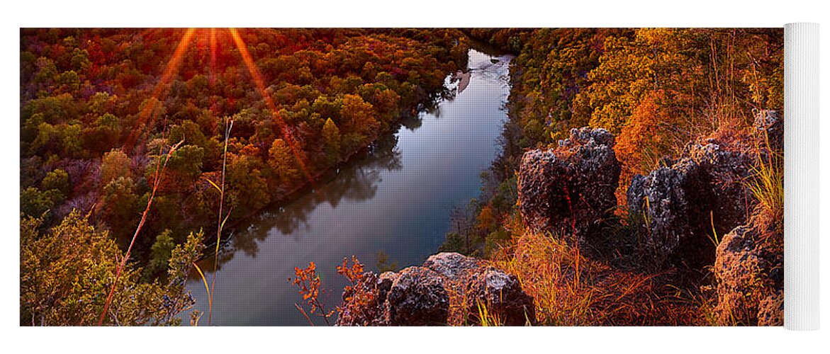 Ozark Yoga Mat featuring the photograph Sunset At Paint-Rock Bluff by Robert Charity