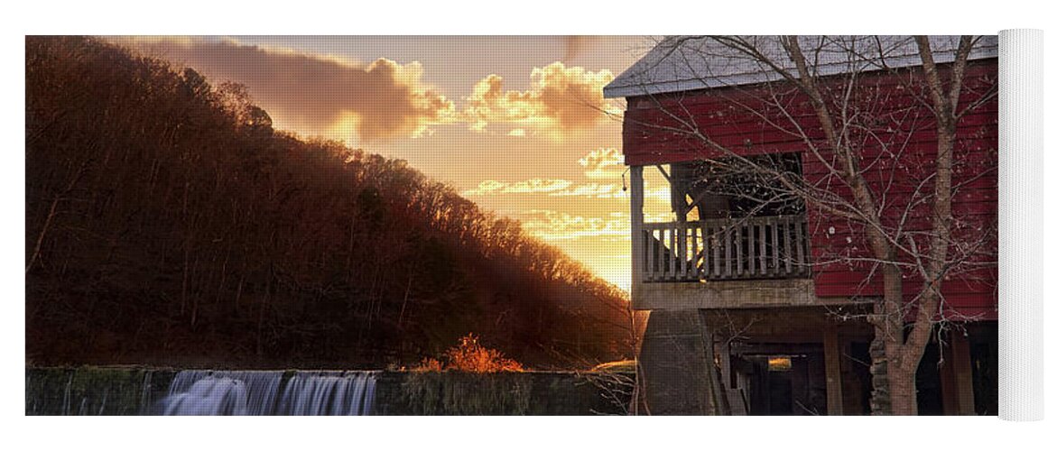 Rockbridge Mill Yoga Mat featuring the photograph Sunset at Rockbridge Mill - Ozark County Missouri by Jason Politte