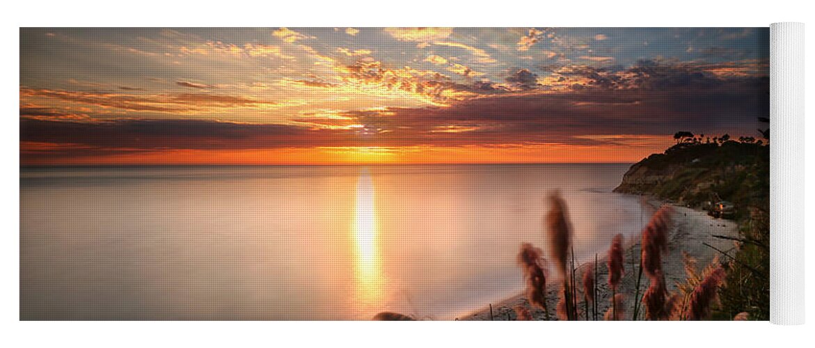 Sunset Yoga Mat featuring the photograph Sunset at Swamis Beach 7 by Larry Marshall