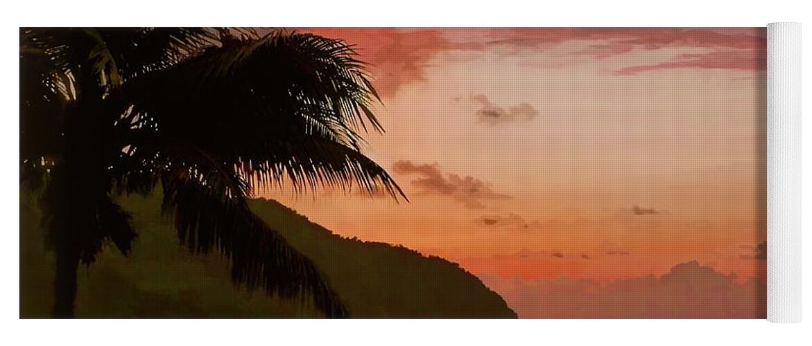 Julia Springer Yoga Mat featuring the photograph Sunset at the Beach - Puerto Lopez - Ecuador by Julia Springer