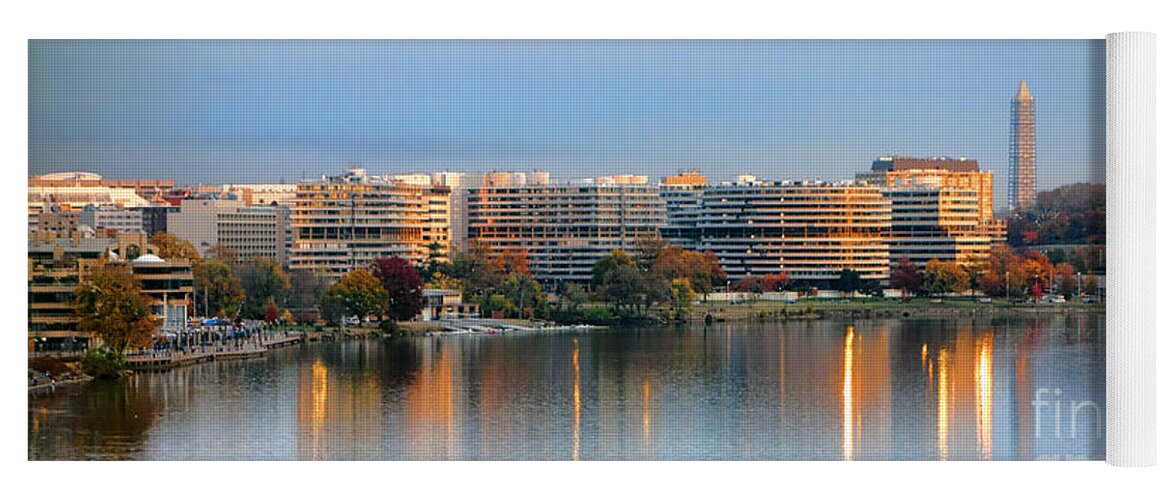 Washington Yoga Mat featuring the photograph Sunset over Watergate by Olivier Le Queinec