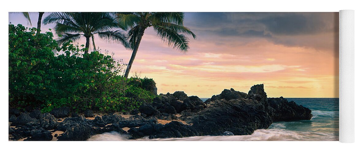 American Yoga Mat featuring the photograph Sunset Secret Beach - Maui by Henk Meijer Photography