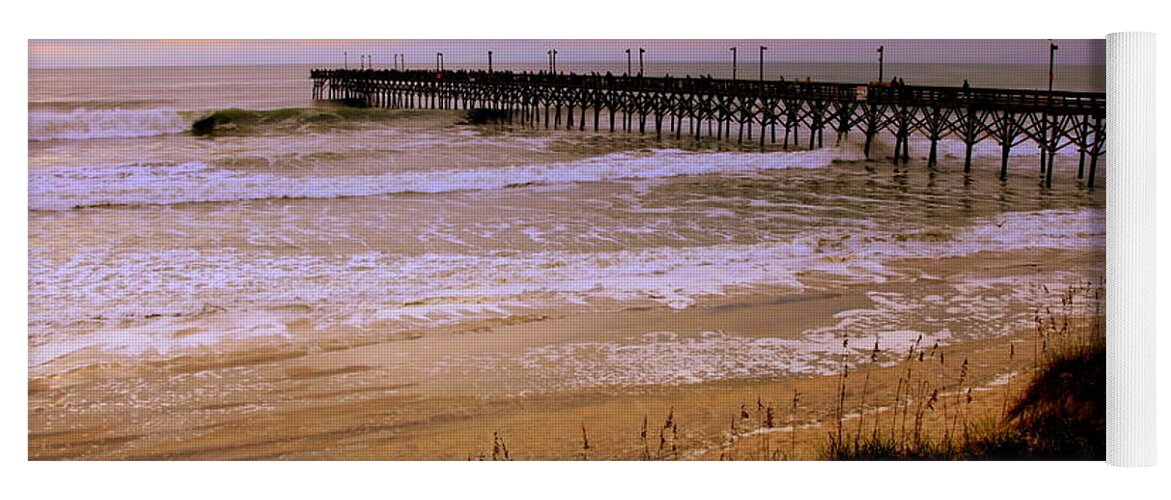 Topsail Island Yoga Mat featuring the photograph Surf City Pier by Karen Wiles