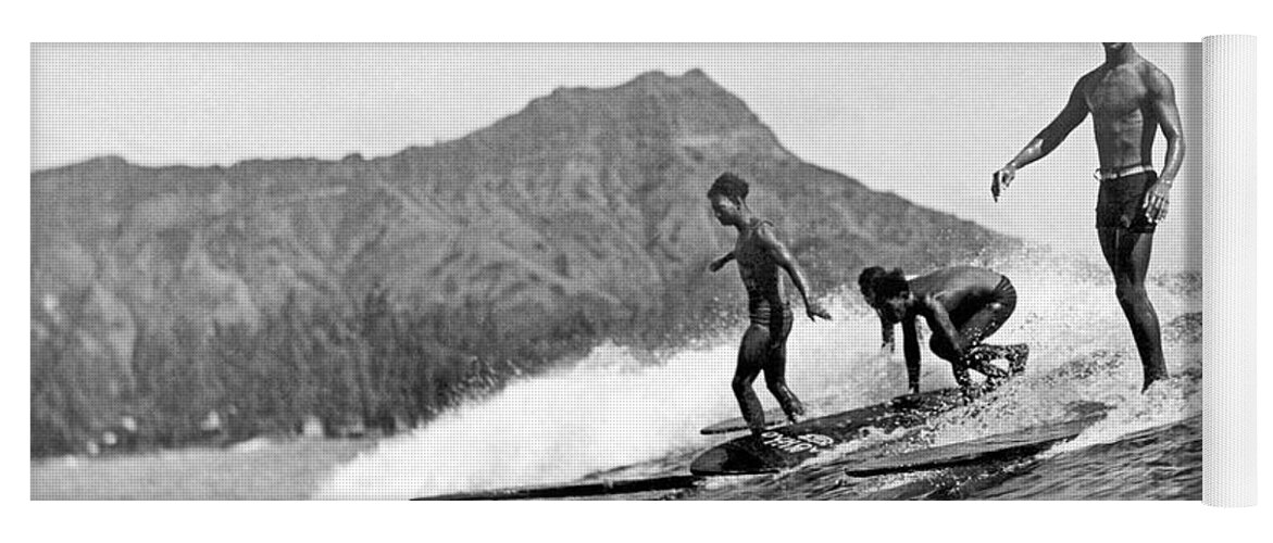 16-20 Years Yoga Mat featuring the photograph Surfing In Honolulu by Underwood Archives