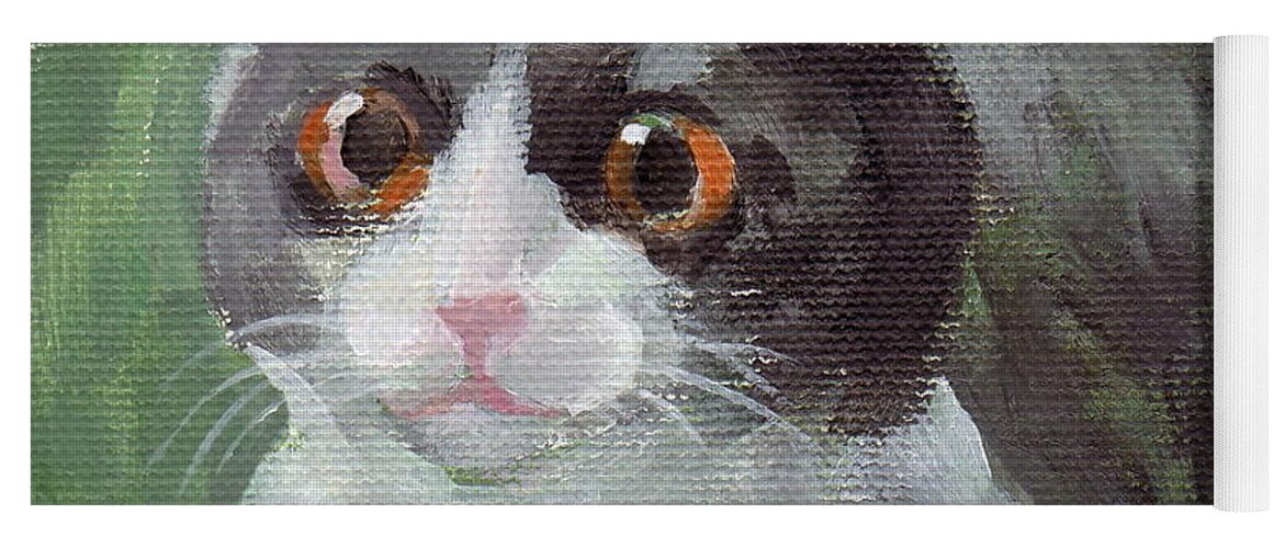 Surprised Cat Yoga Mat featuring the painting Surprised Cat by Kazumi Whitemoon