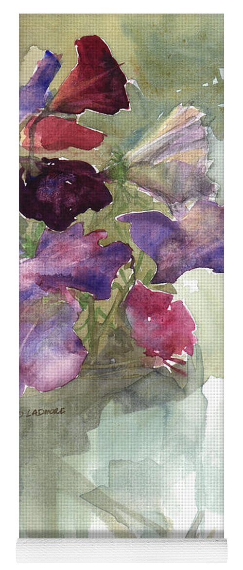 Sweetpeas Yoga Mat featuring the painting Sweetpeas 3 by David Ladmore