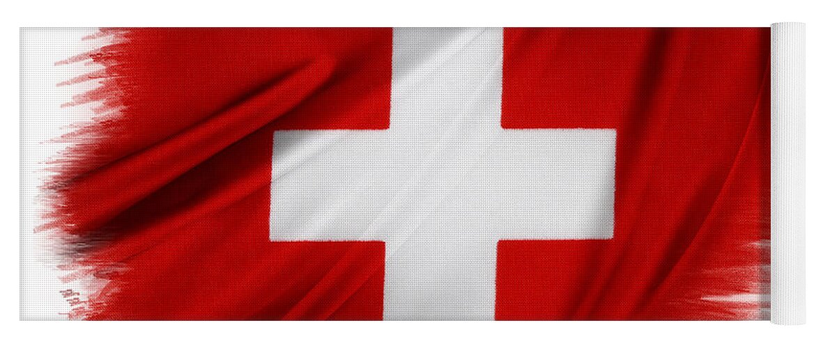 Swiss Yoga Mat featuring the photograph Swiss flag by Les Cunliffe