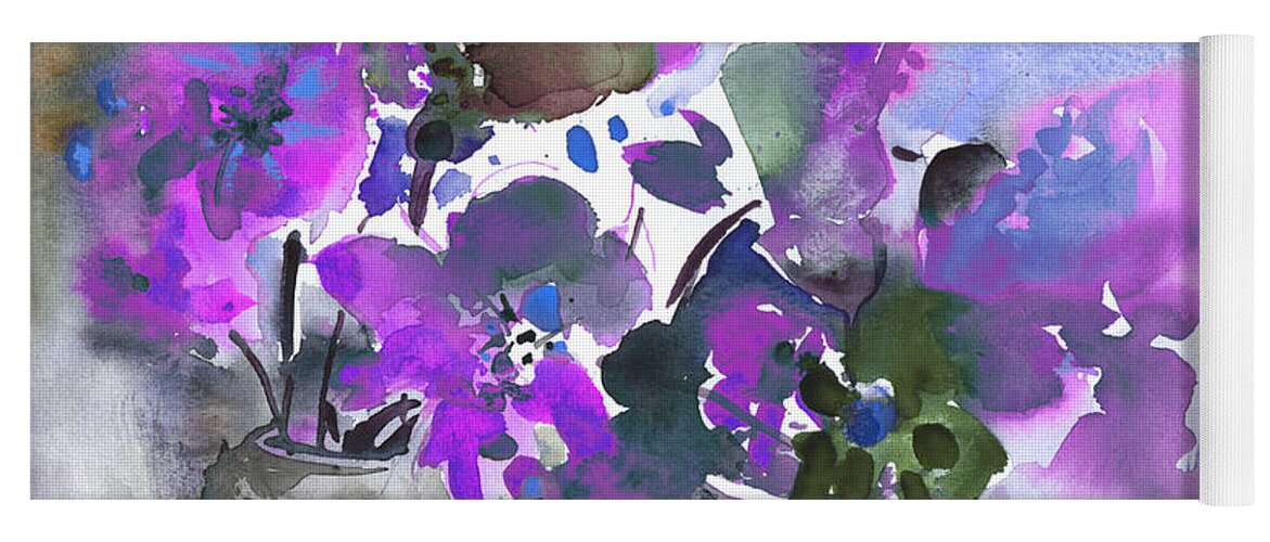 Flowers Yoga Mat featuring the painting Symphony in Blue and Purple by Miki De Goodaboom