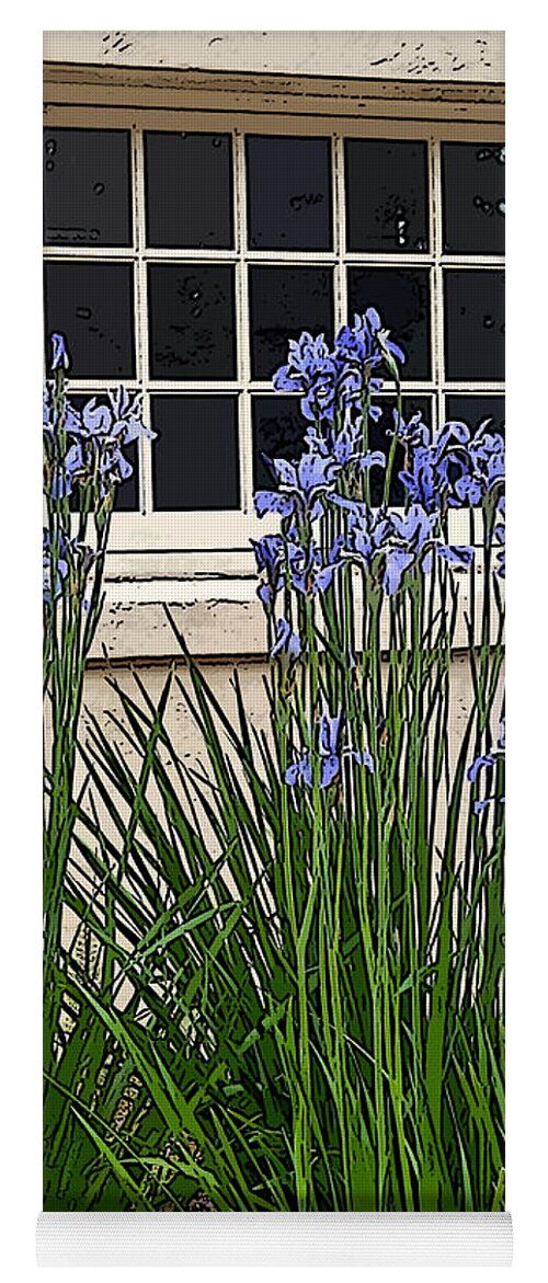 Irises Yoga Mat featuring the digital art Tacoma Irises by Gary Olsen-Hasek