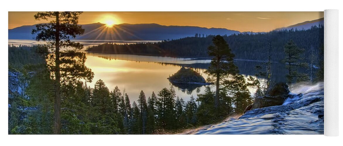 Landscape Yoga Mat featuring the photograph Tahoe Sunrise by Maria Coulson