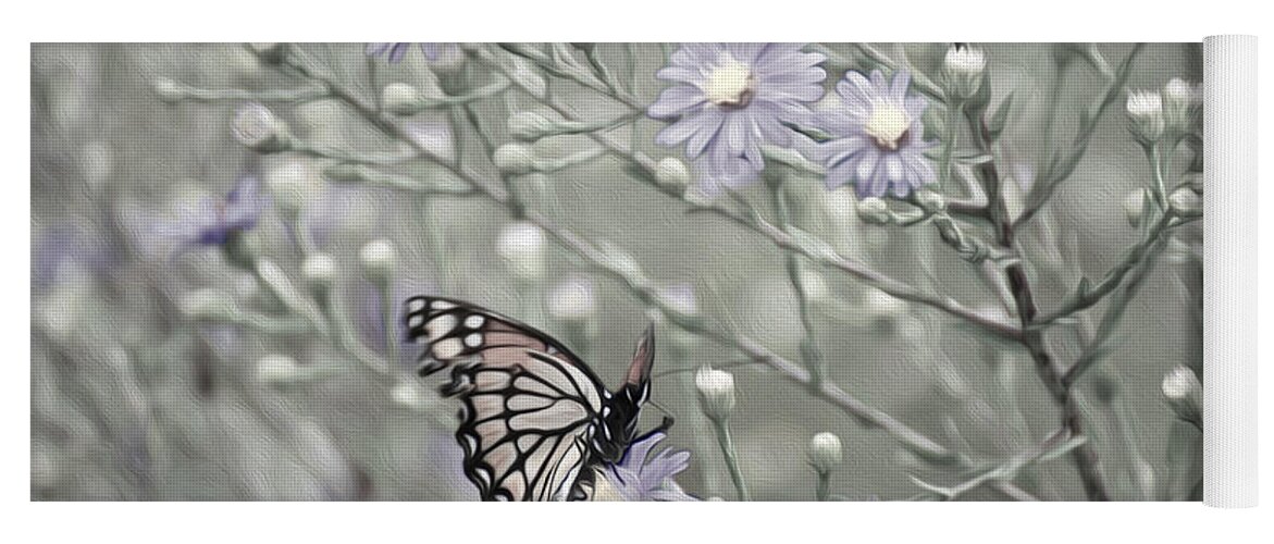 Monarch Butterfly Yoga Mat featuring the photograph Taking time to smell the flowers by Tracy Winter