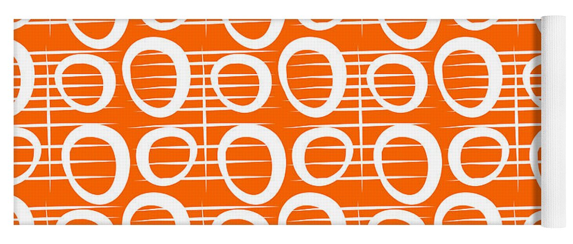 Abstract Yoga Mat featuring the painting Tangerine Loop by Linda Woods