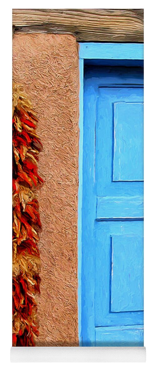 Taos Yoga Mat featuring the painting Taos Blue Door by Dominic Piperata