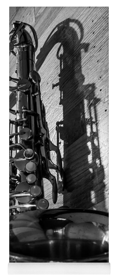 Tenor Yoga Mat featuring the photograph Tenor Saxophone Black and White Vertical by Photographic Arts And Design Studio