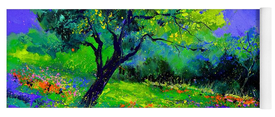Landscape Yoga Mat featuring the painting Texan oak 764110 by Pol Ledent