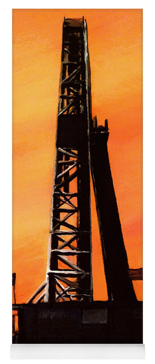 Texas Yoga Mat featuring the painting Texas Oil Rig by Frank Botello