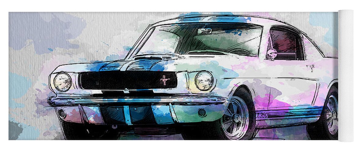 The 1965 Ford Shelby Gt-350 Yoga Mat featuring the digital art The 1965 Ford Shelby GT 350 by Gary Bodnar
