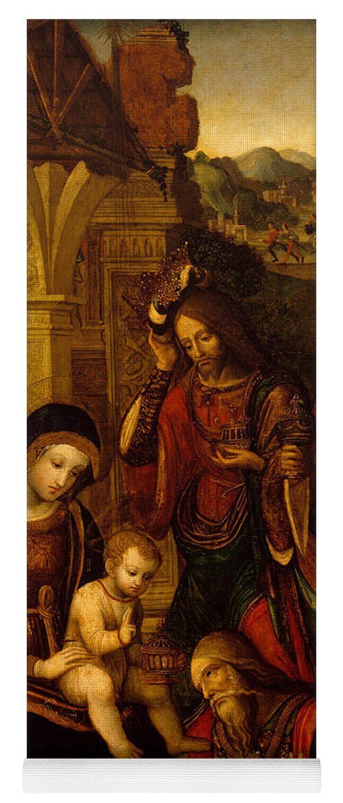The Nativity Yoga Mat featuring the painting The Adoration of the Kings by Neapolitan School