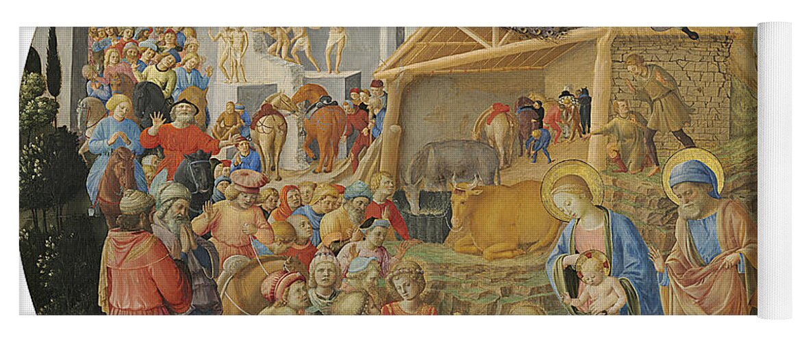 Nativity Yoga Mat featuring the photograph The Adoration Of The Magi, C.1440-60 Tempera On Panel by Fra Angelico