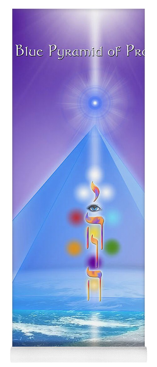Deirdre Hade Yoga Mat featuring the digital art The Blue Pyramid Of Protection by Endre Balogh