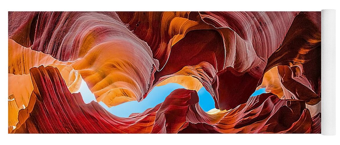 Antelope Canyon Yoga Mat featuring the photograph The Crack in the Sky by Jason Chu