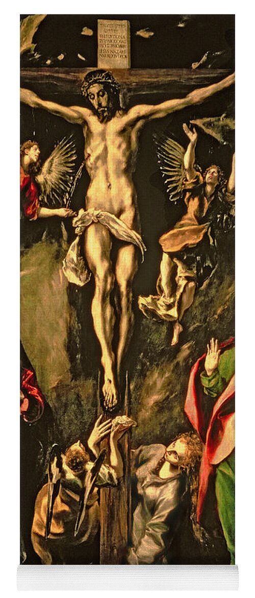 Mourning; Mary Magdalene; Angels Yoga Mat featuring the painting The Crucifixion by El Greco Domenico Theotocopuli