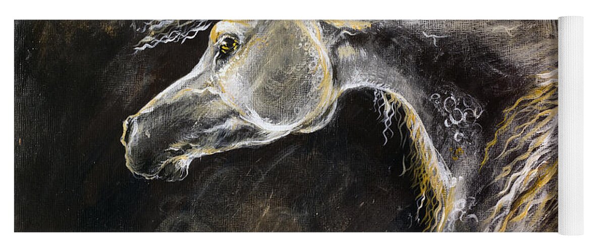 Horse Yoga Mat featuring the painting The Grey Arabian Horse 9 by Ang El