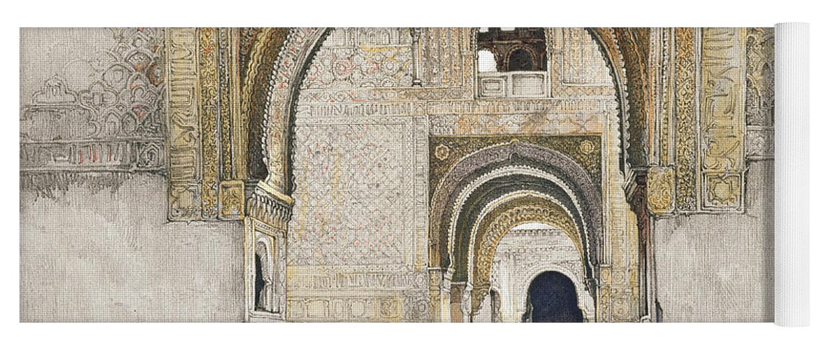 Nasrid Yoga Mat featuring the drawing The Hall Of The Two Sisters by John Frederick Lewis
