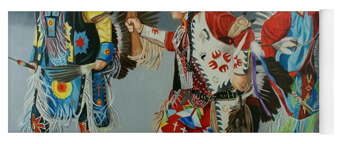 Native American Yoga Mat featuring the painting The Hunt by Jill Ciccone Pike
