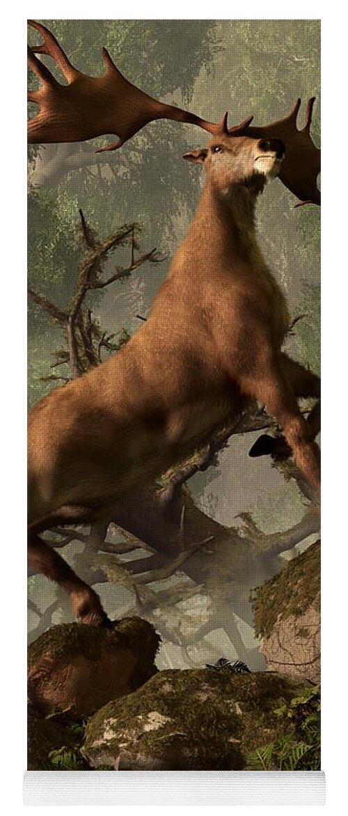 Irish Elk Yoga Mat featuring the digital art The Irish Elk by Daniel Eskridge