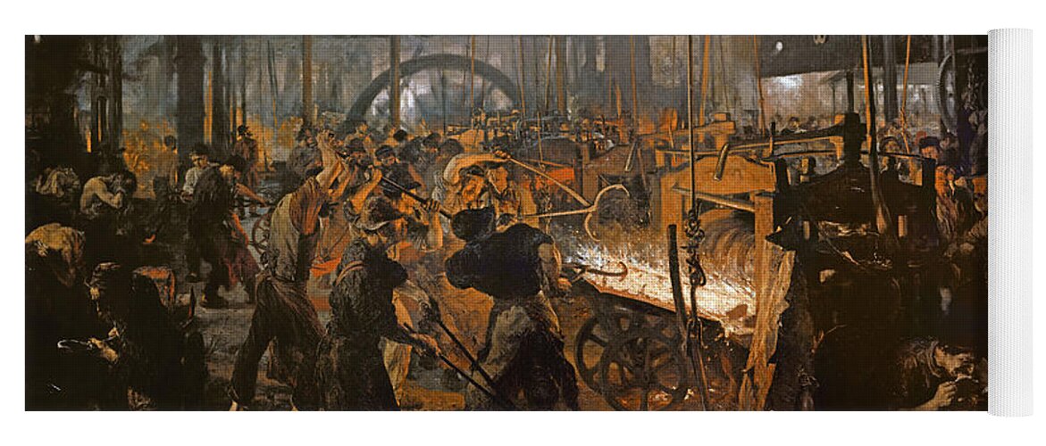 Ironworks Yoga Mat featuring the photograph The Iron-rolling Mill Oil On Canvas, 1875 by Adolph Menzel