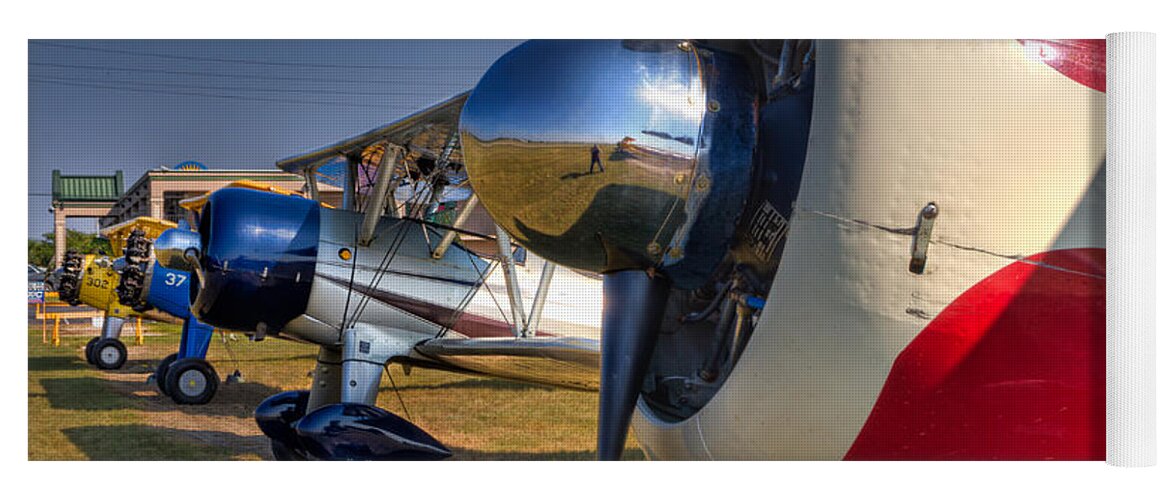 Jennings Yoga Mat featuring the photograph The Jennings Stearman Fly-In by Tim Stanley