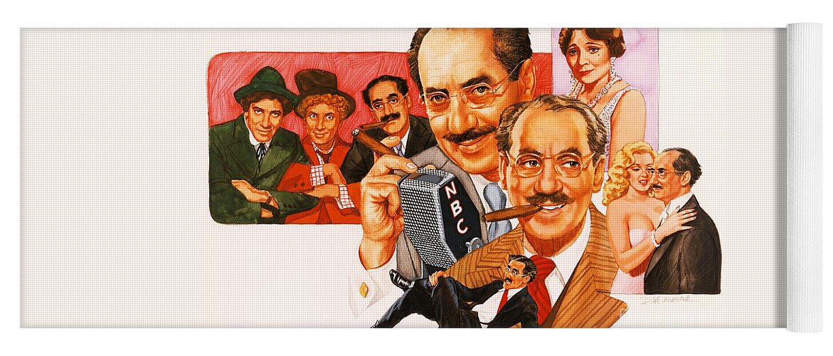 Portrait Yoga Mat featuring the painting The Marx Brothers by Dick Bobnick