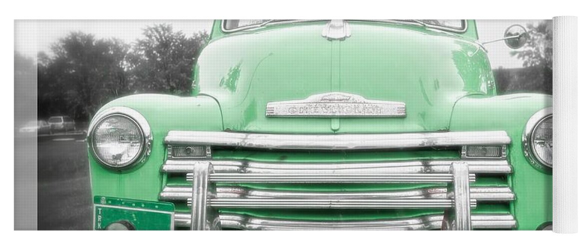 Chevy Yoga Mat featuring the photograph The Old Green Chevy Pickup Truck by Edward Fielding