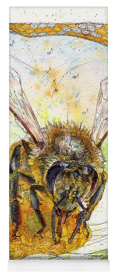 Bees Yoga Mat featuring the painting The Pollinator by Petra Rau