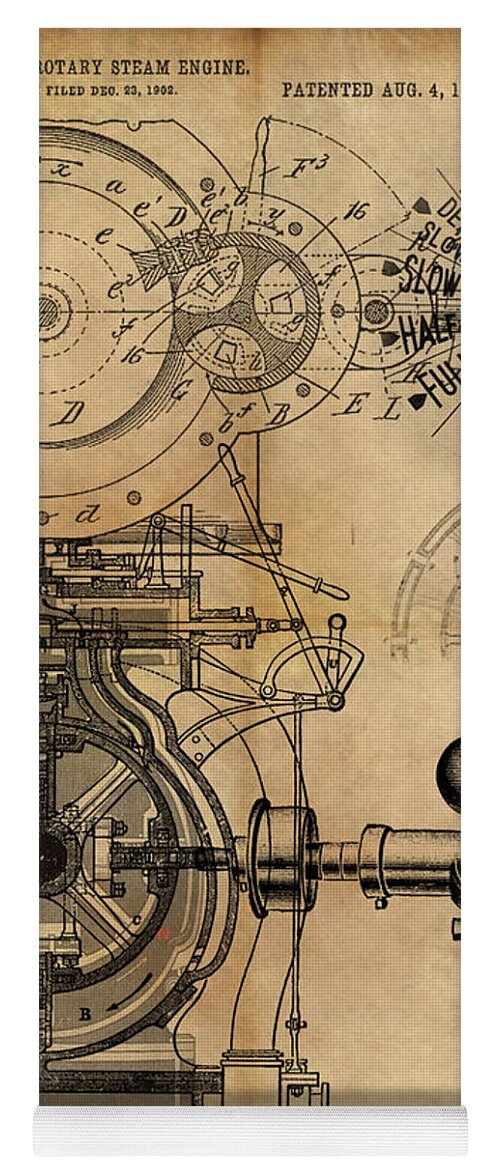 Steampunk Yoga Mat featuring the painting The Rotary Engine by James Hill