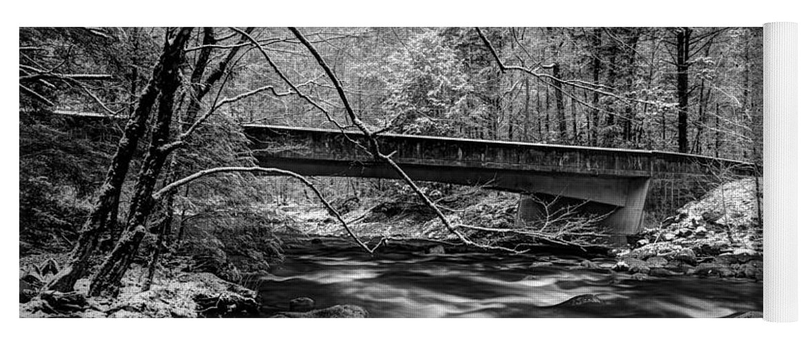 River Black White Yoga Mat featuring the photograph The Seasons Promise by Michael Eingle