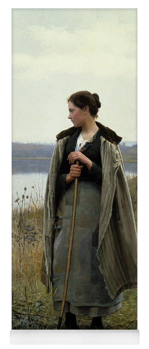 Daniel Ridgway Knight Yoga Mat featuring the painting The Shepherdess of Rolleboise by Daniel Ridgway Knight